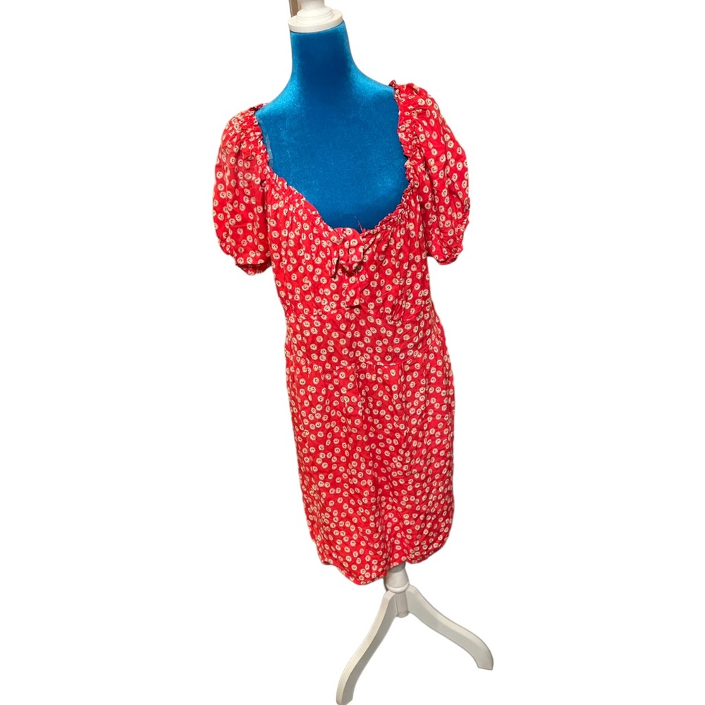 As U Wish juniors 2x NWT floral dress puffer sleeves tie in front bodice